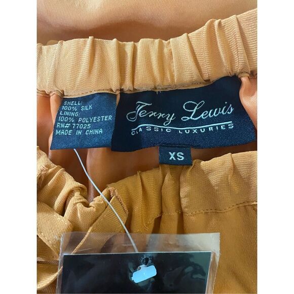 Terry Lewis NWT 100% silk elastic burnt orange pants size XS - Picture 5 of 5